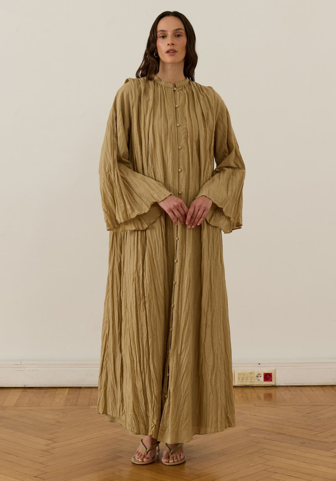 Nima Crush Voile Dress Green