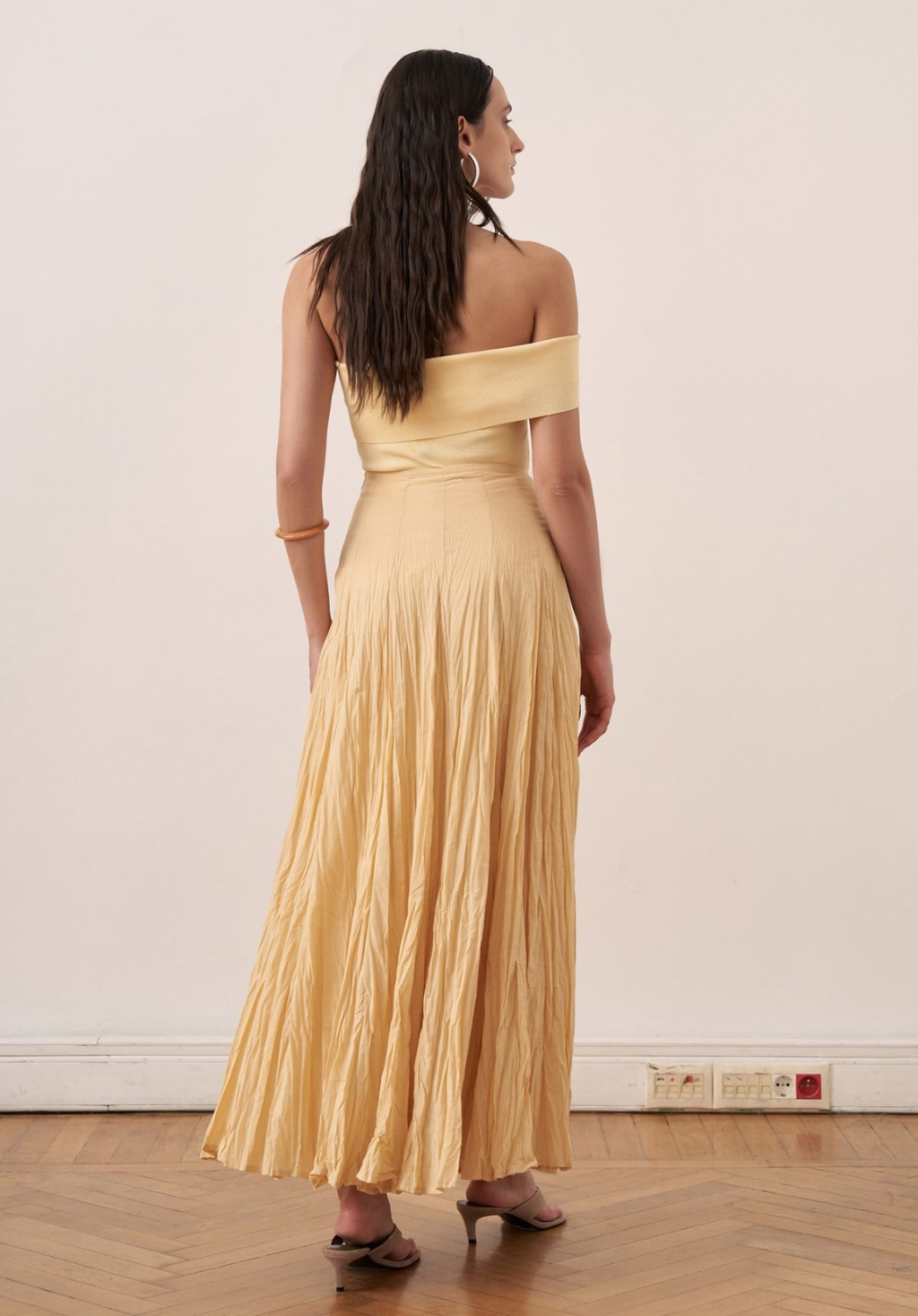 Tiara Panel-Seamed Voile Crush Yellow