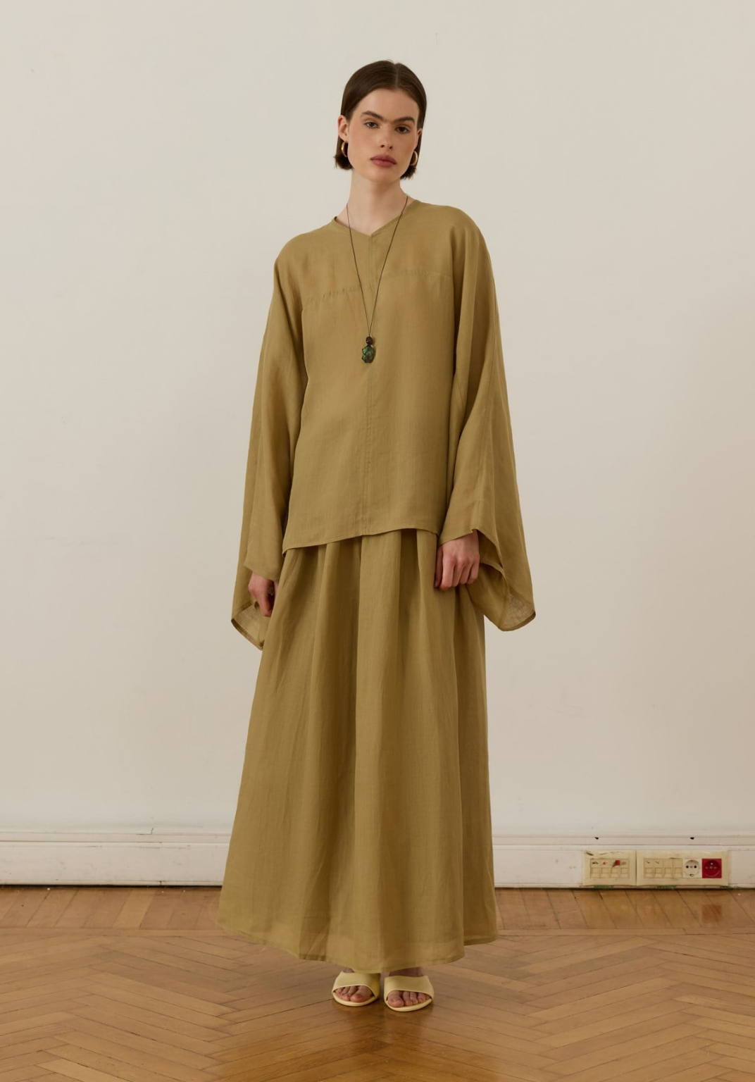 Lila Rami Skirt Co-Ord Olive Green