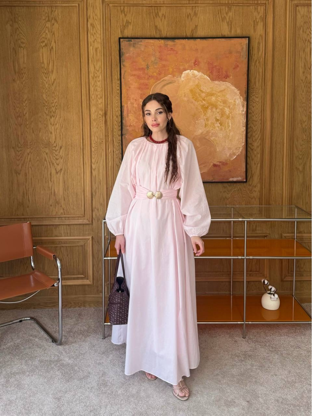 Viola Wide-Belted Buckled Dress Pink