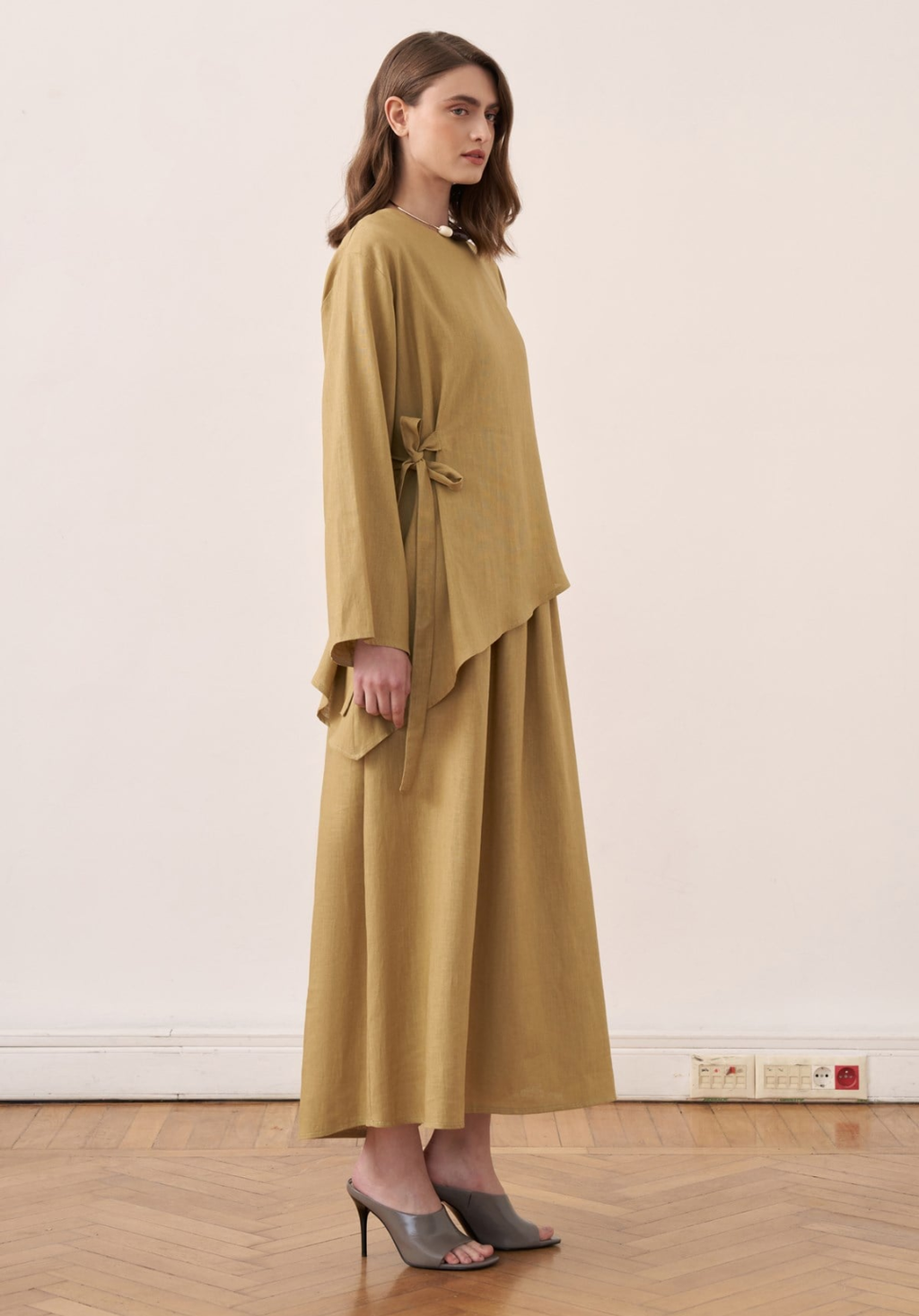 Freya Linen Two-Piece Dress Co-Ord - Olive