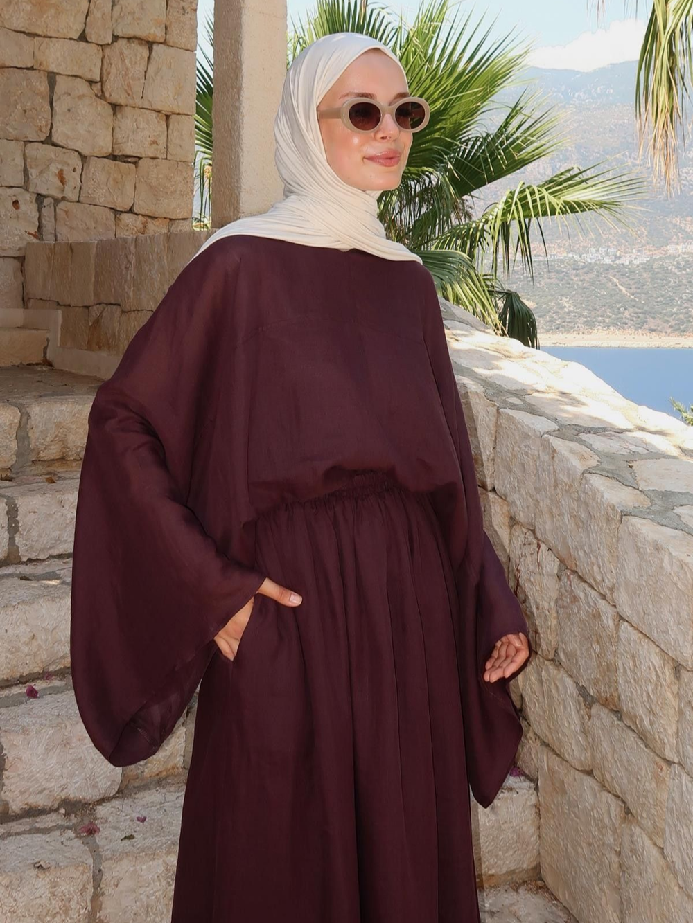 Lila Rami Skirt Co-Ord Deep Burgundy