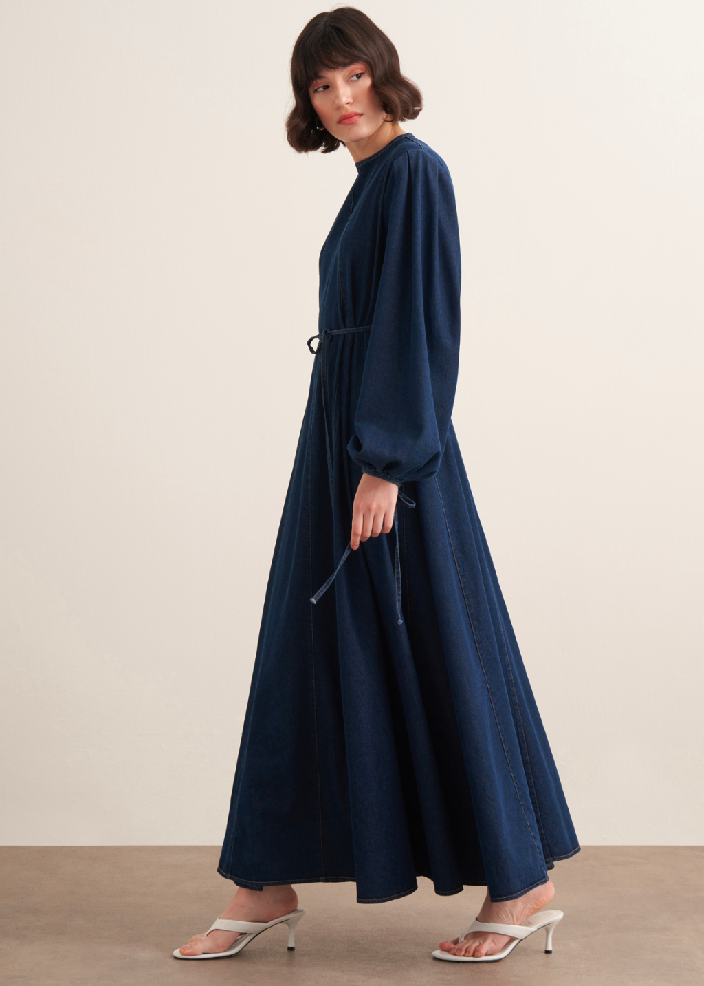 Rana Panel Seam Denim Dress – Navy