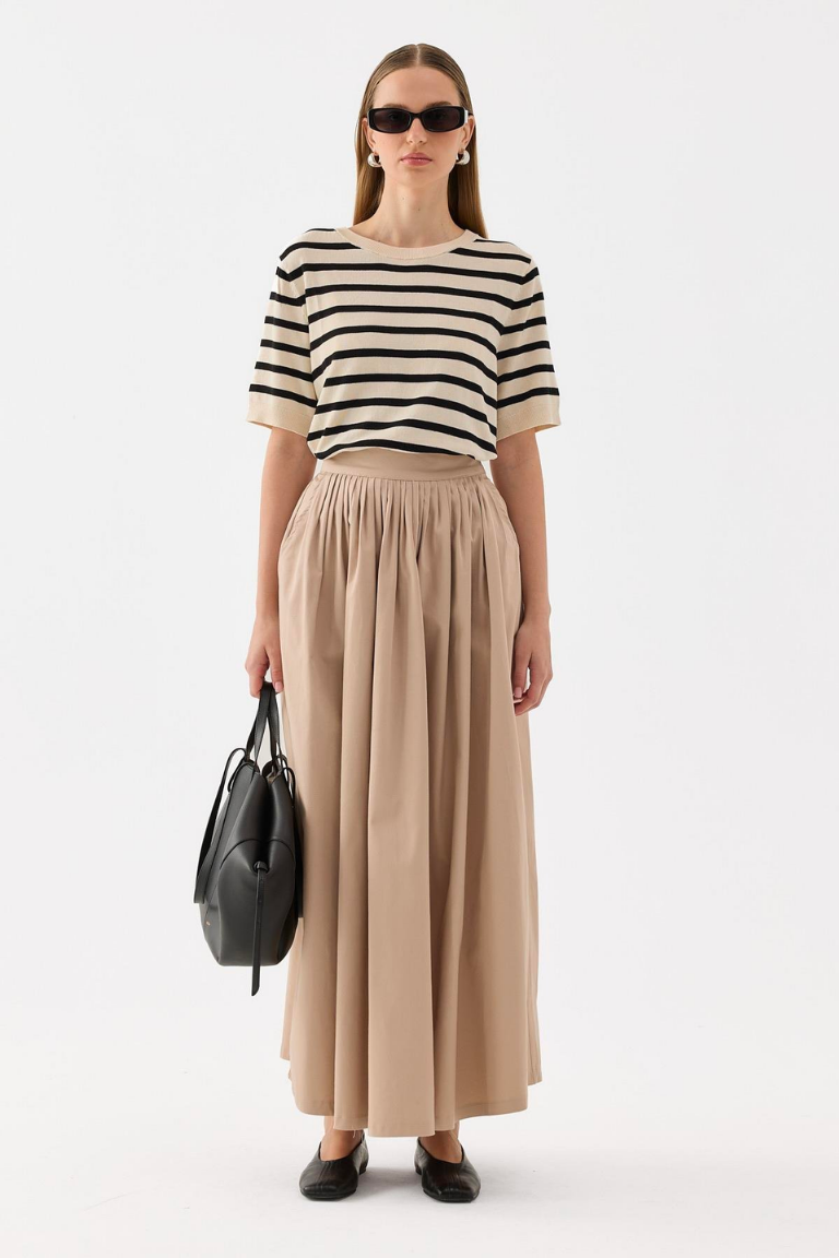 Beige Fever Pleated Skirt