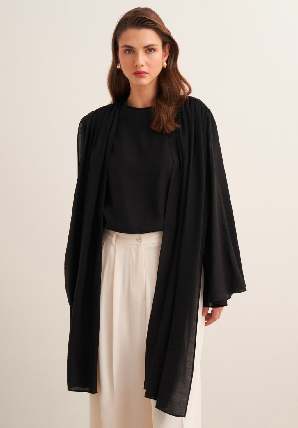 Novi Shawl Detail Blouse Black