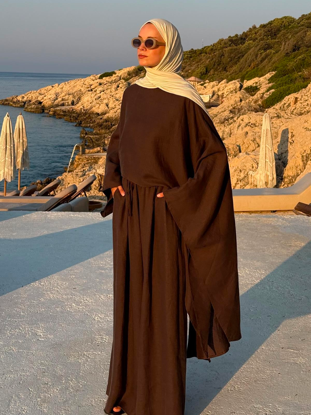 Asymmetrical Cape Top Brown