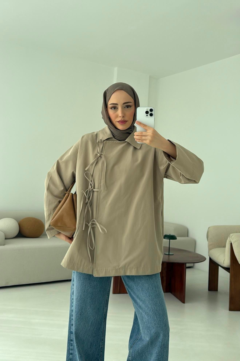 Bow Tie Trench Coat – Mink