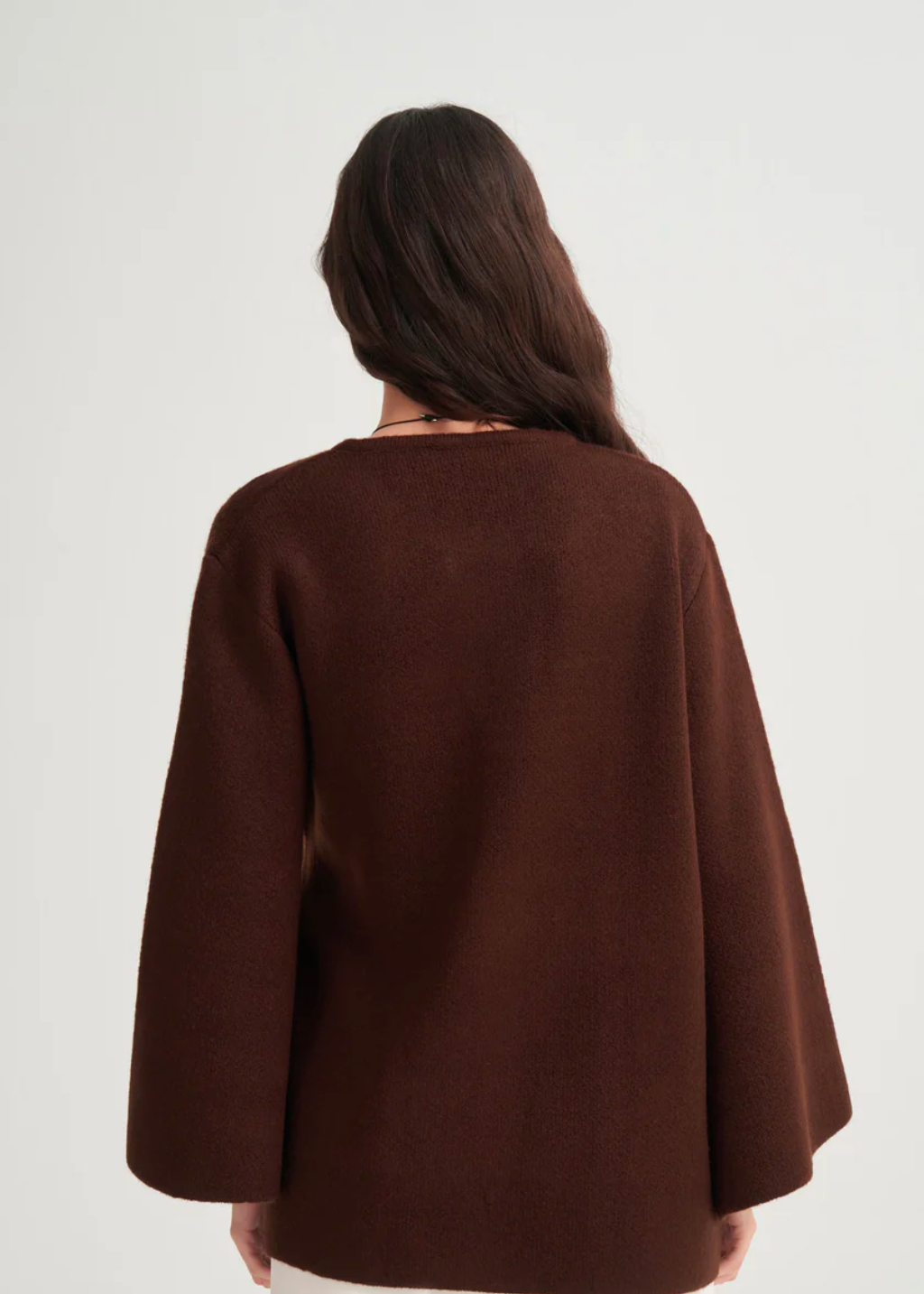 Knit Cardigan with Lace-Up Detail Brown