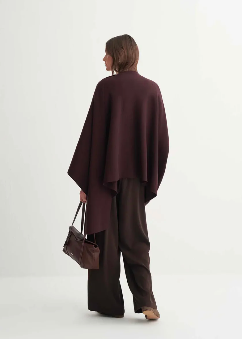 Knit Cardigan with Scarf Detail Brown