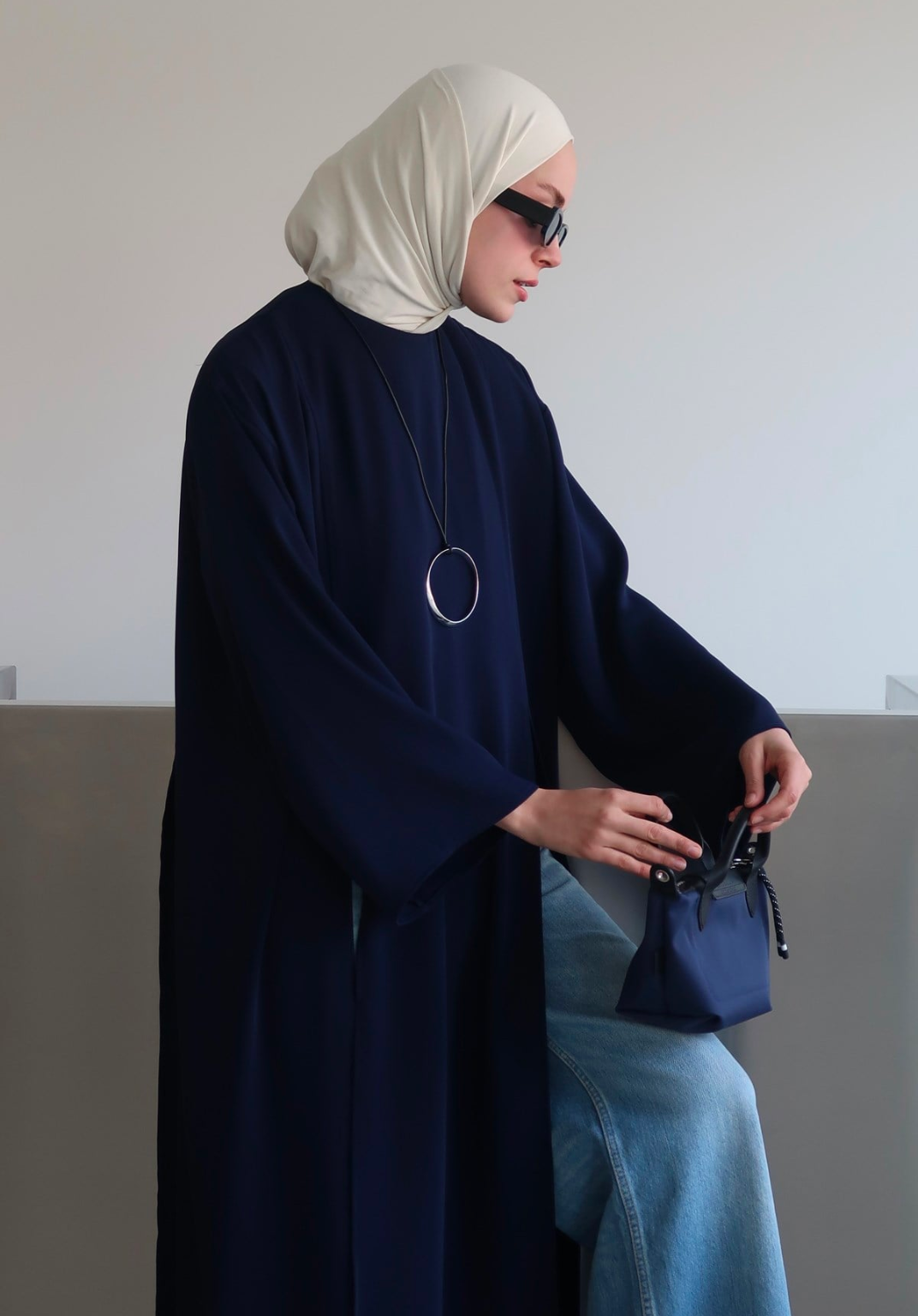Sorayah Blouse with Slit Detail Navy