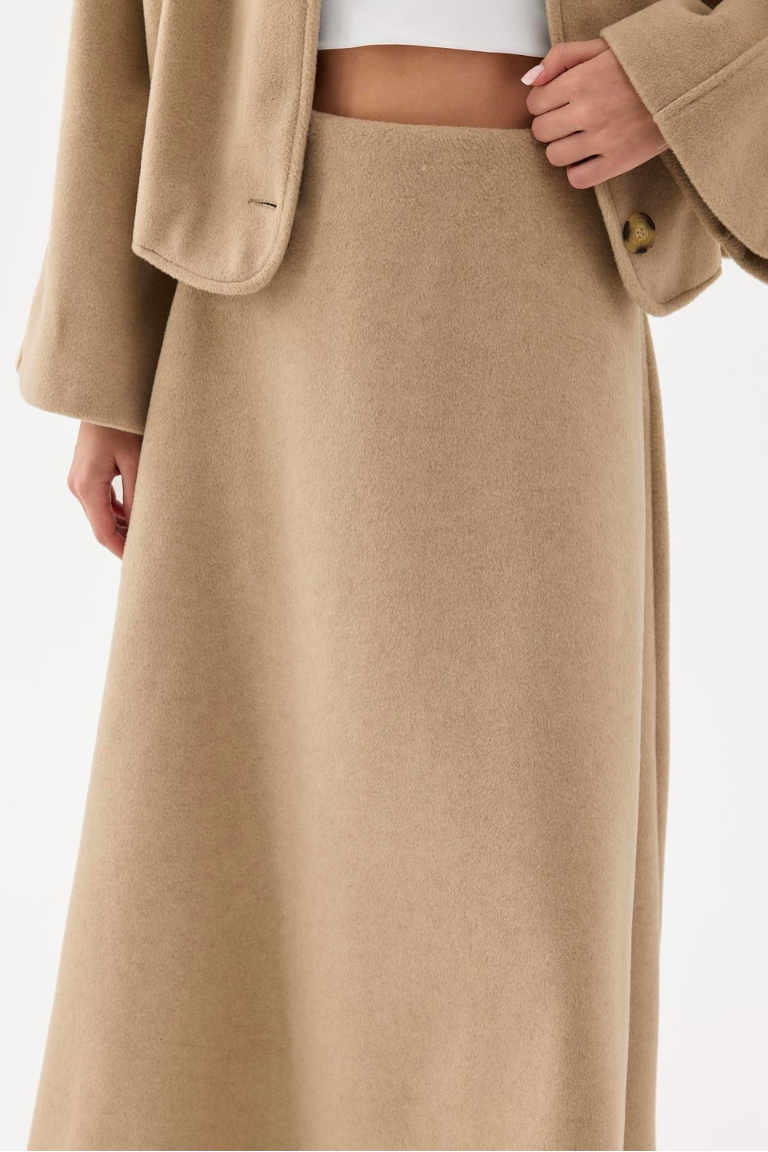 Wool Blend Skirt Co-ord – Beige