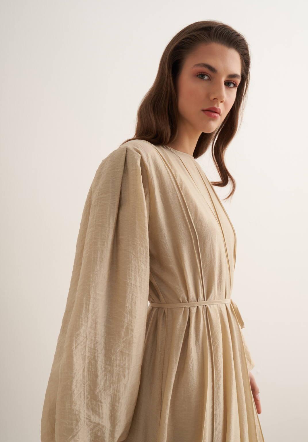 Maria Pintuck Detail Maxi Dress - Butter