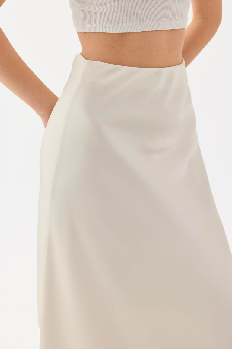 Amara Satin Skirt Ecru