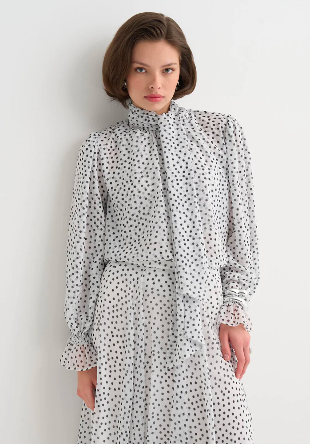 Polka Dot Chiffon Blouse