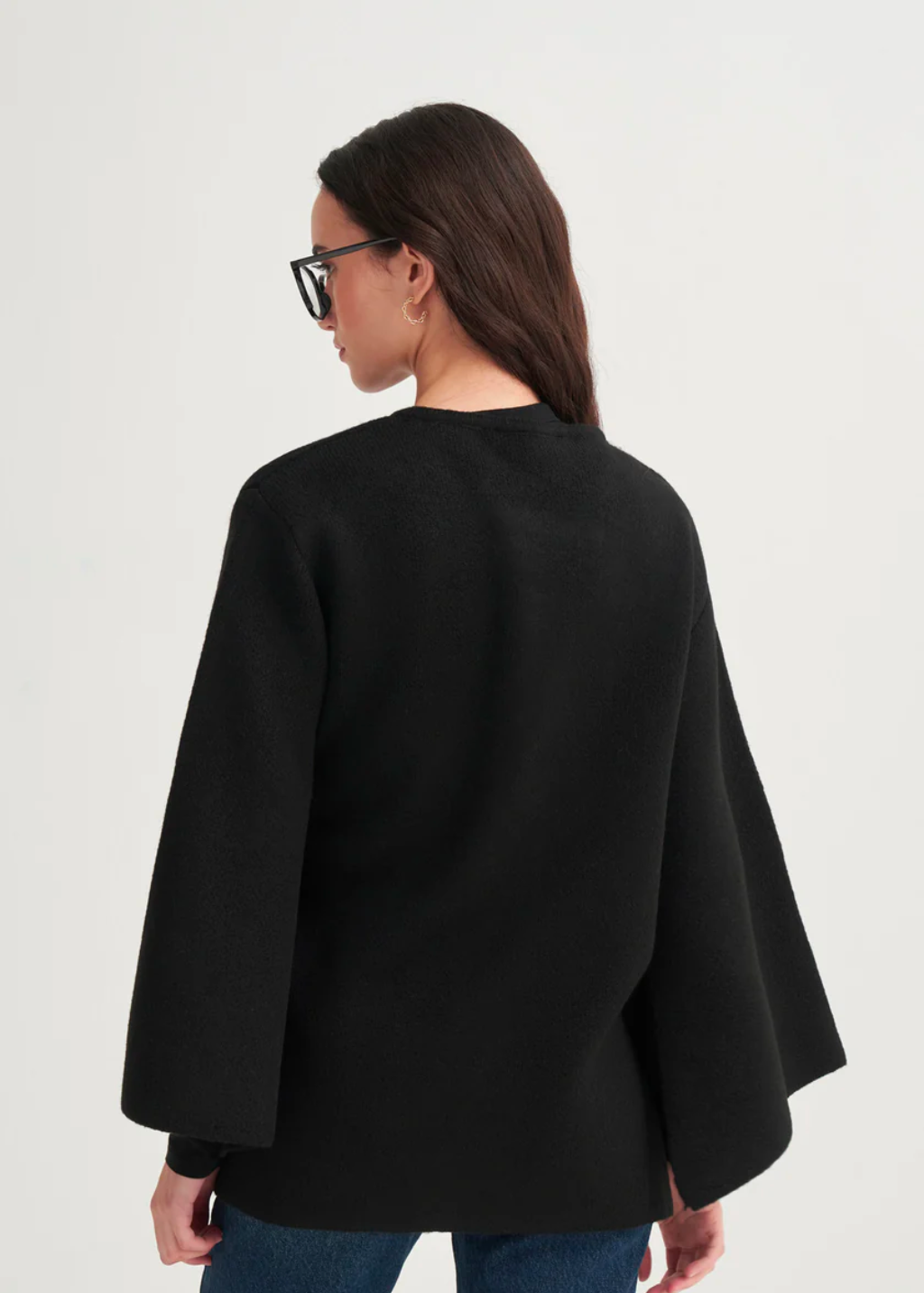 Knit Cardigan with Lace-Up Detail Black