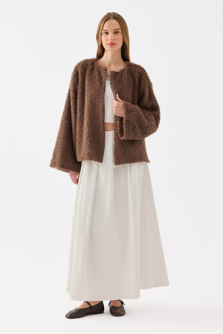 Gigi Faux Fur Jacket - Brown