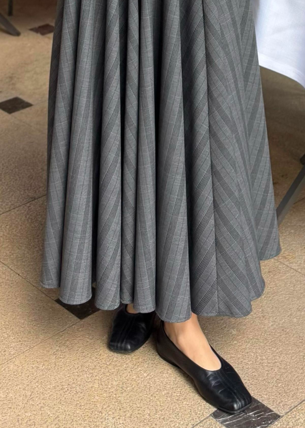 Darcy Checked Skirt – Grey
