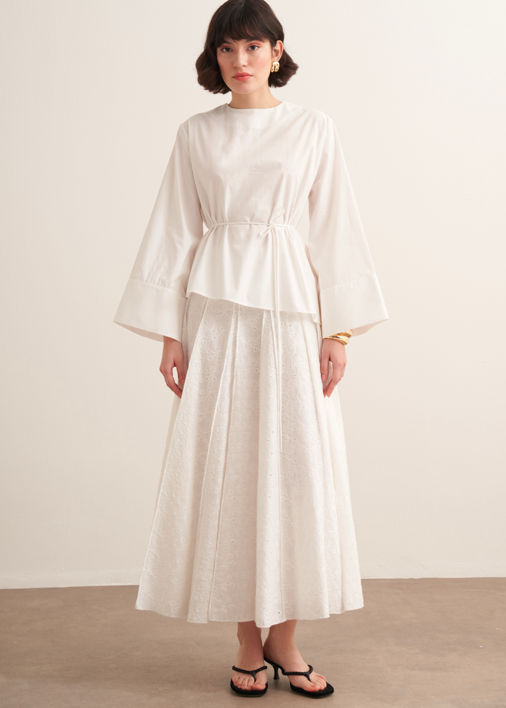Embroidered Voile Maxi Skirt