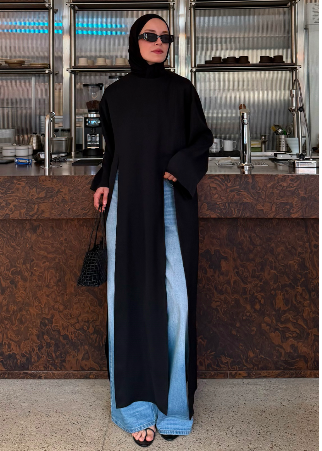 Sorayah Blouse with Slit Detail Black