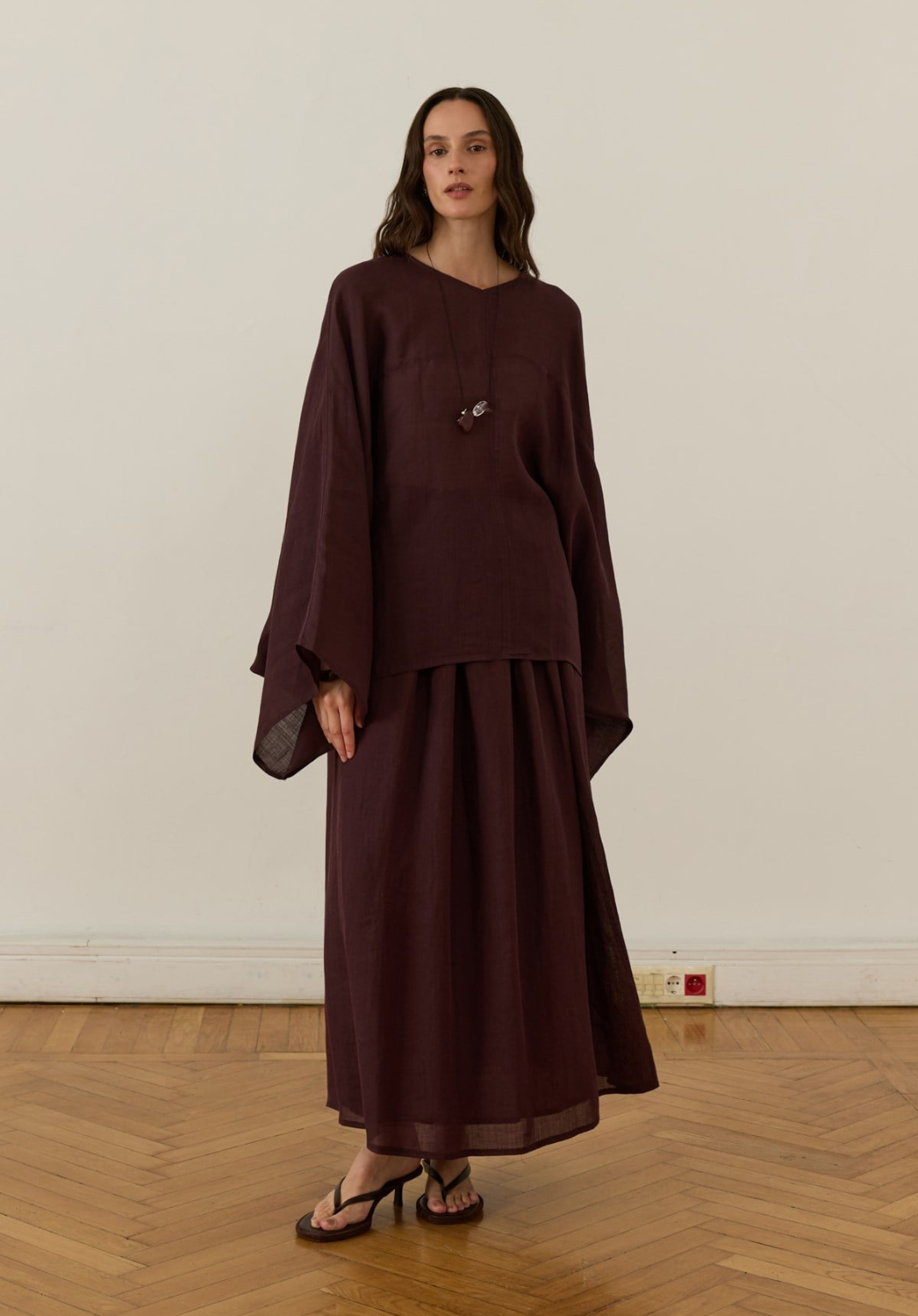 Lila Rami Skirt Co-Ord Deep Burgundy
