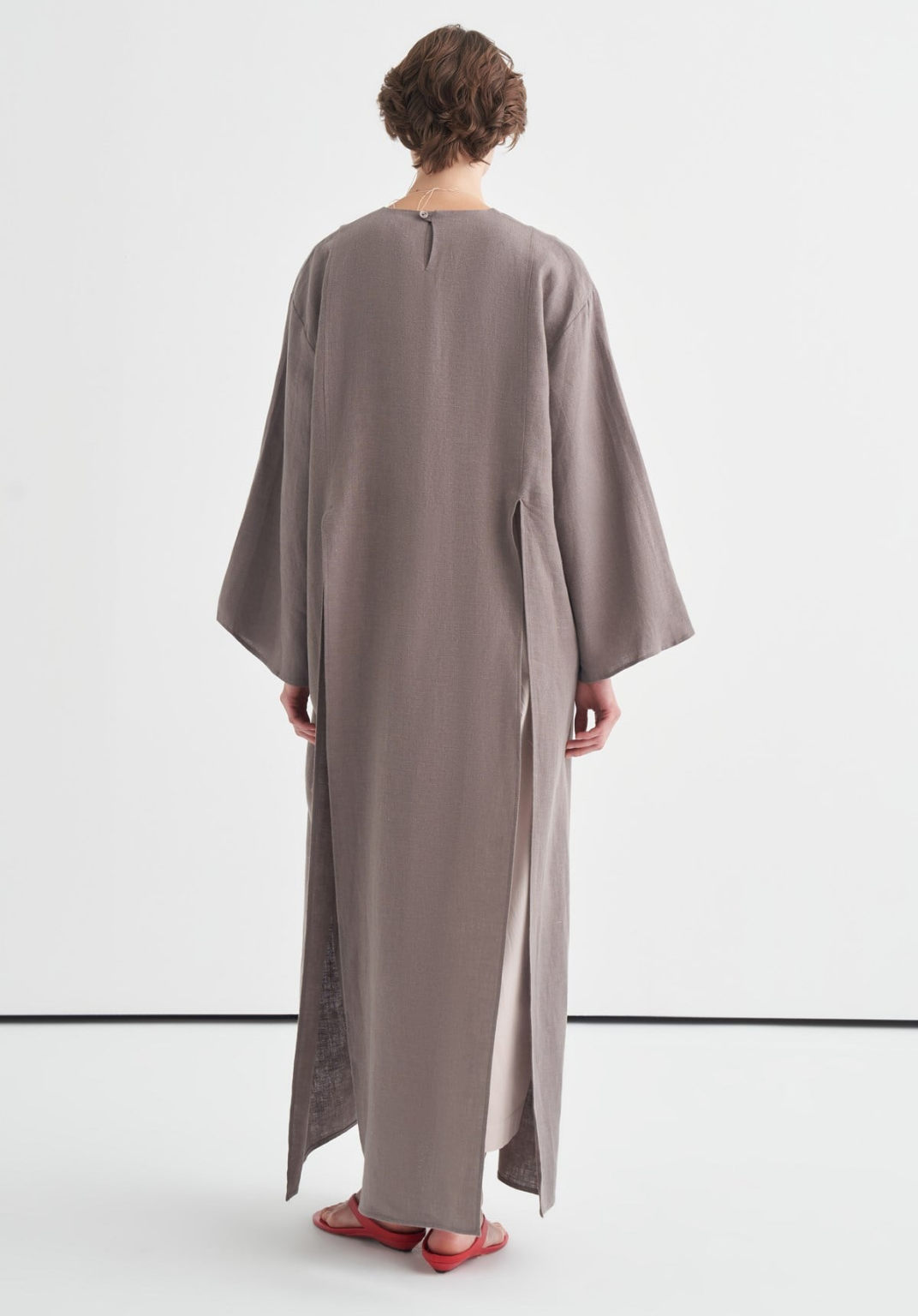 Sorayah Linen Blouse with Slit Detail - Anthracite