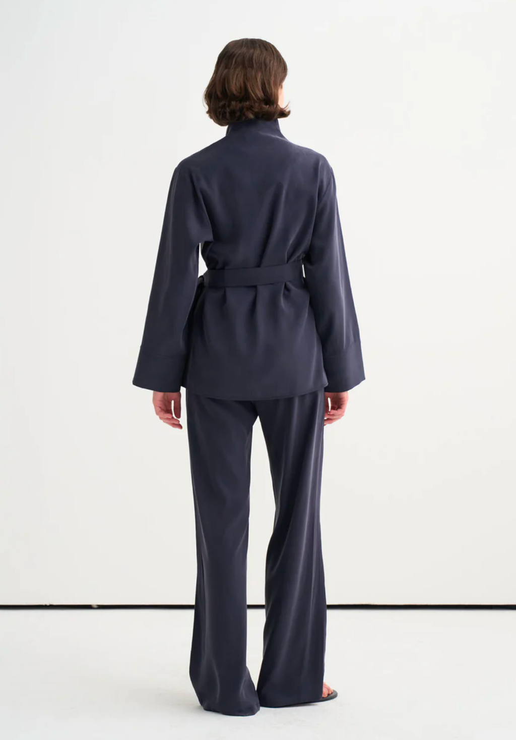 Tima Draped Wrap Blouse Navy Blue