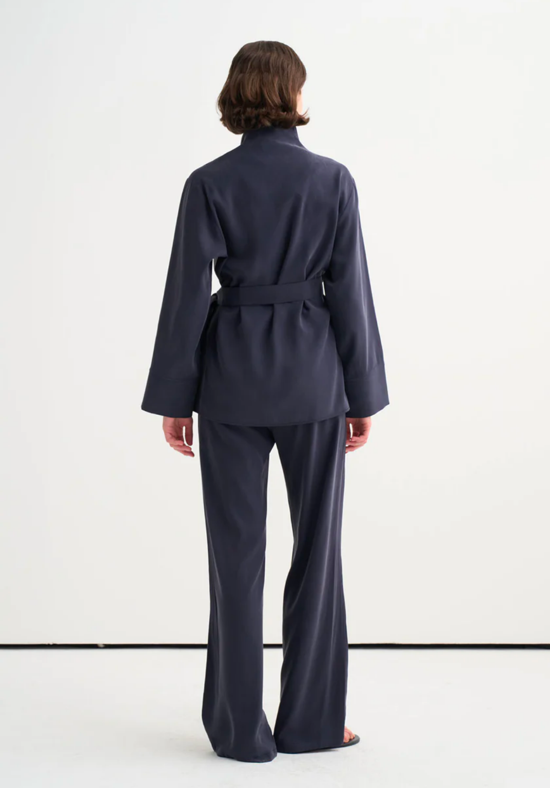 Tima Draped Wrap Blouse Navy Blue