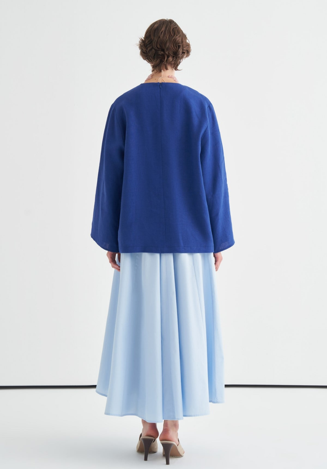 Aliza Belted Linen Blouse - Cobalt Blue