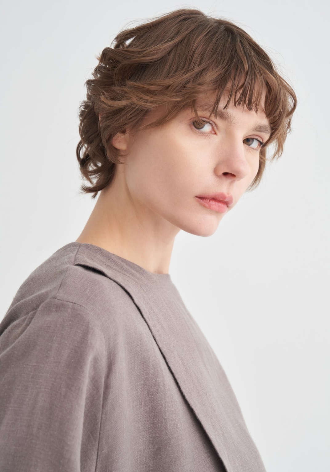 Aliza Belted Linen Blouse - Anthracite