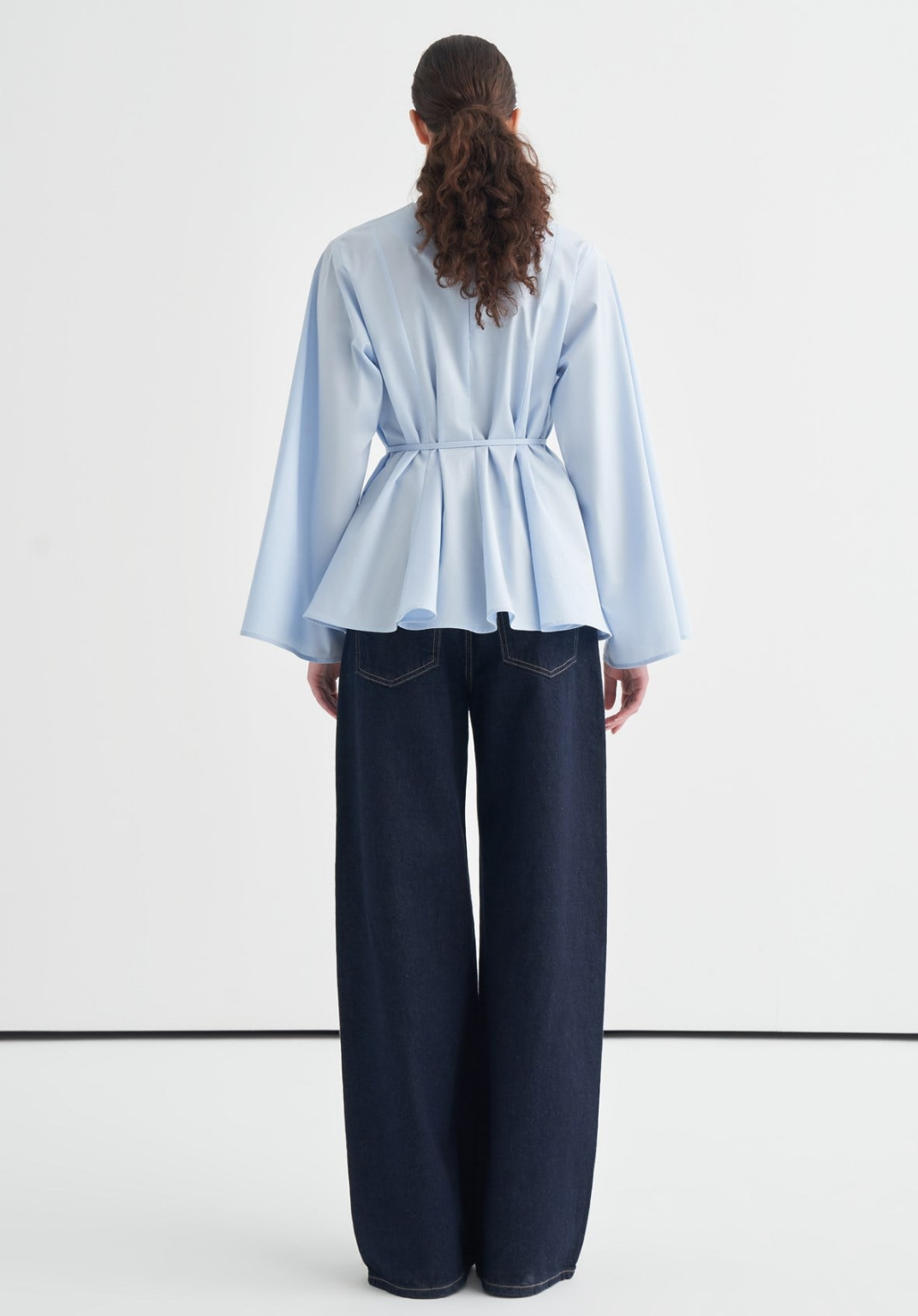Maira Ruffled Poplin Blouse Dark Blue