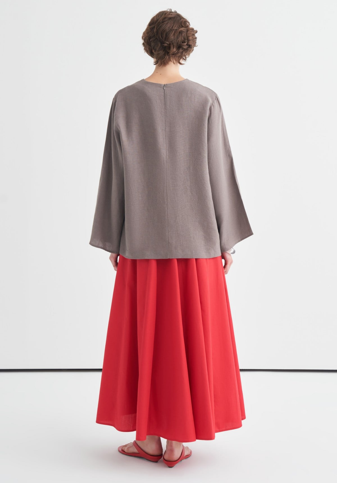 Aliza Belted Linen Blouse - Anthracite