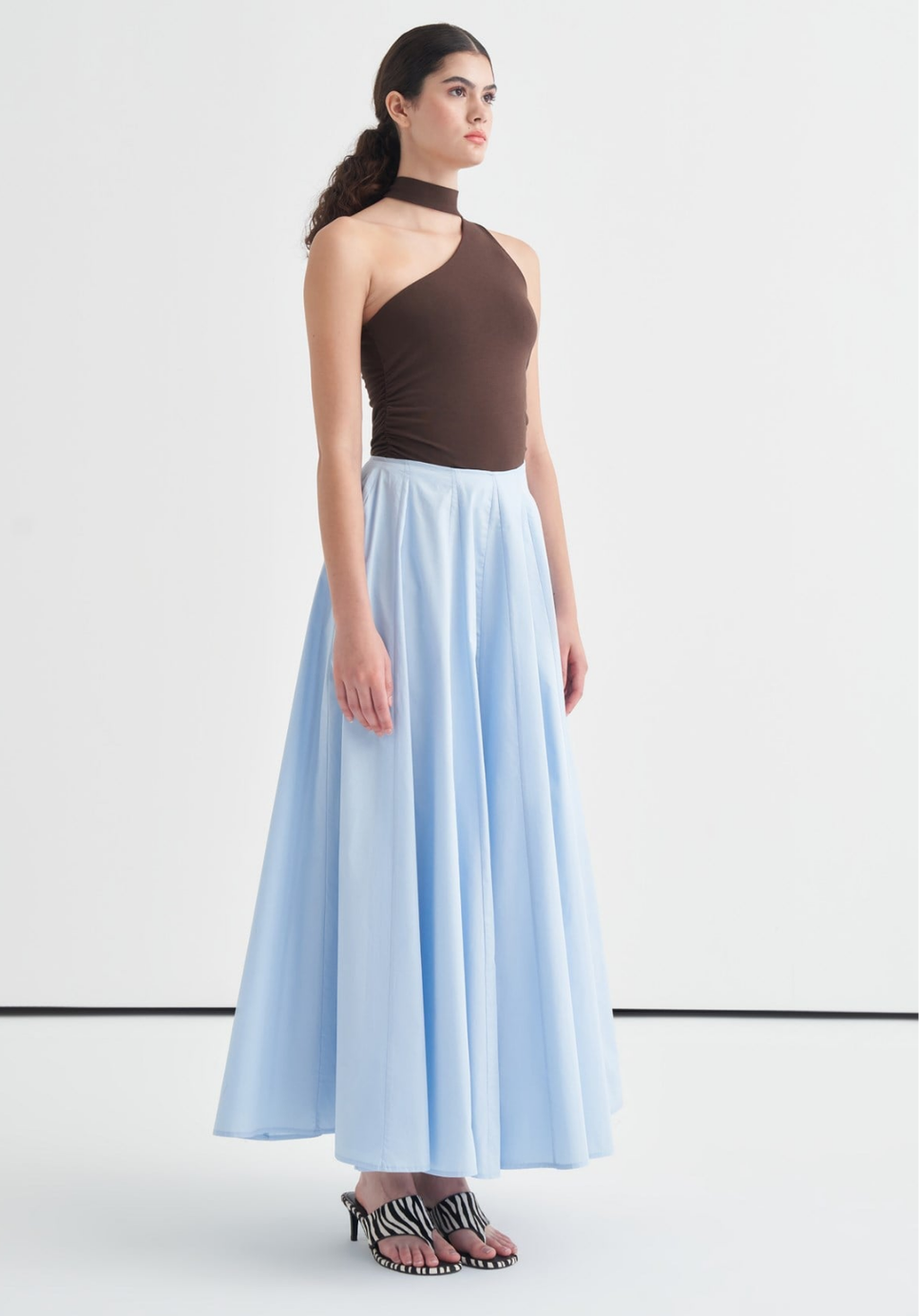 Lulu Skirt with Stitching Detail Blue