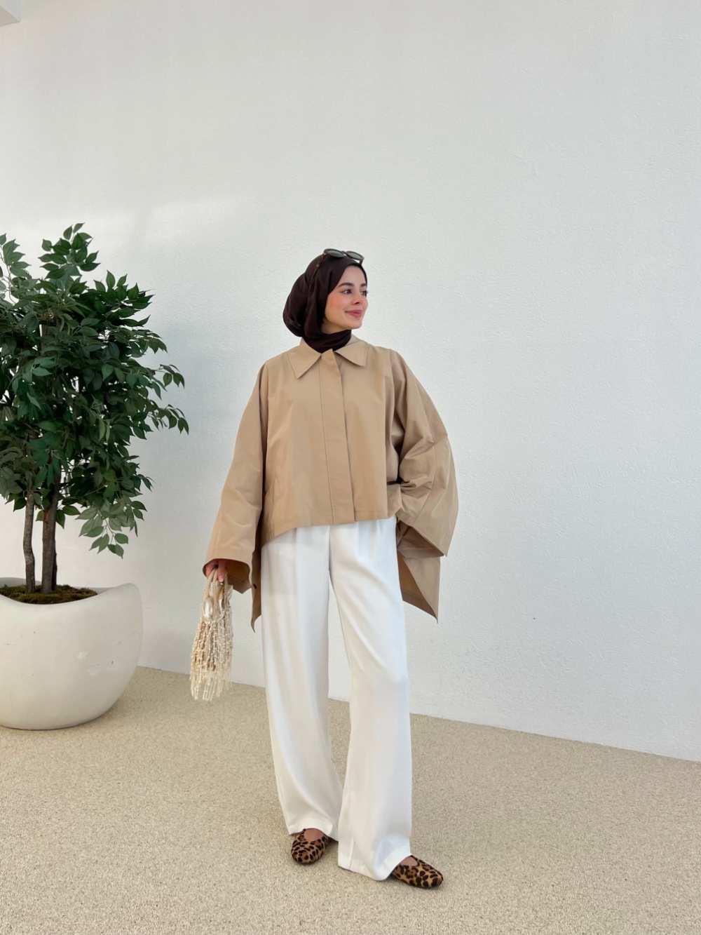 Cape Trench Coat Beige