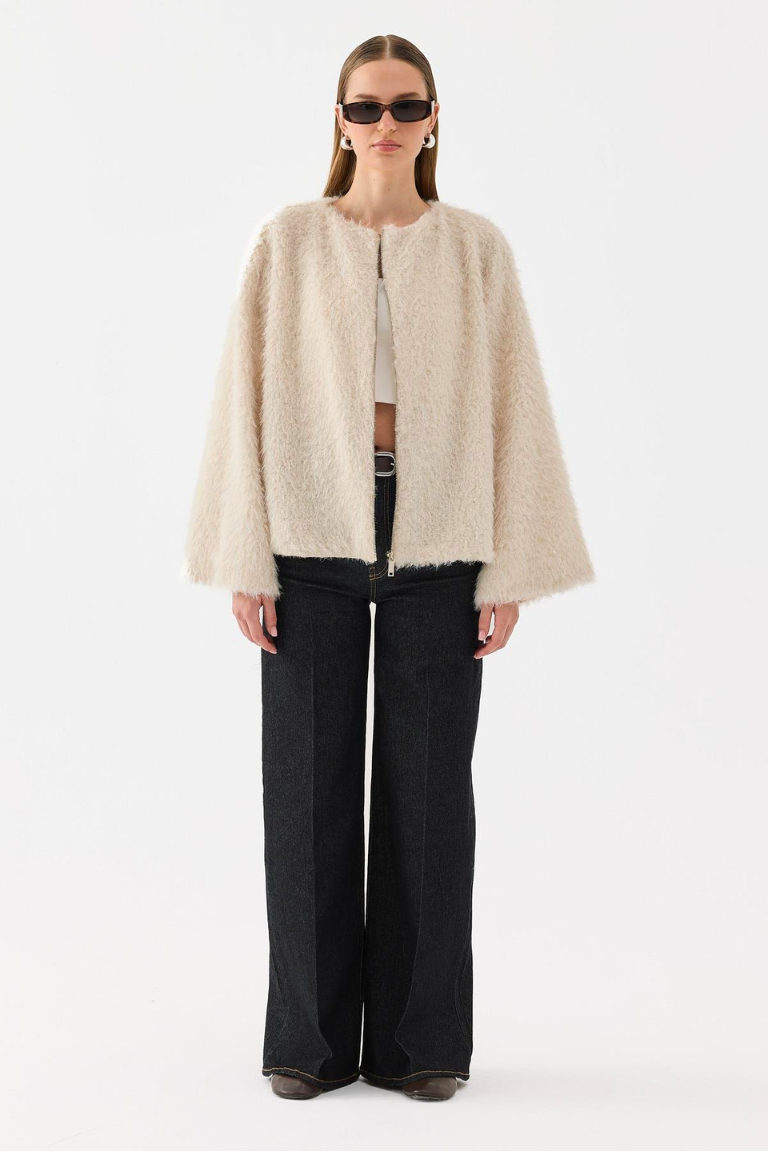 Gigi Faux Fur Jacket - Cream