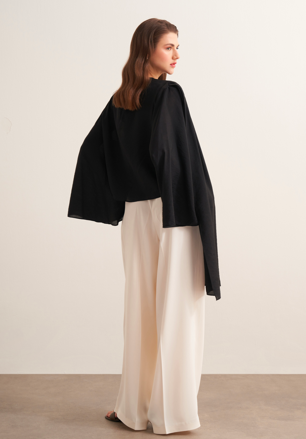 Novi Shawl Detail Blouse Black