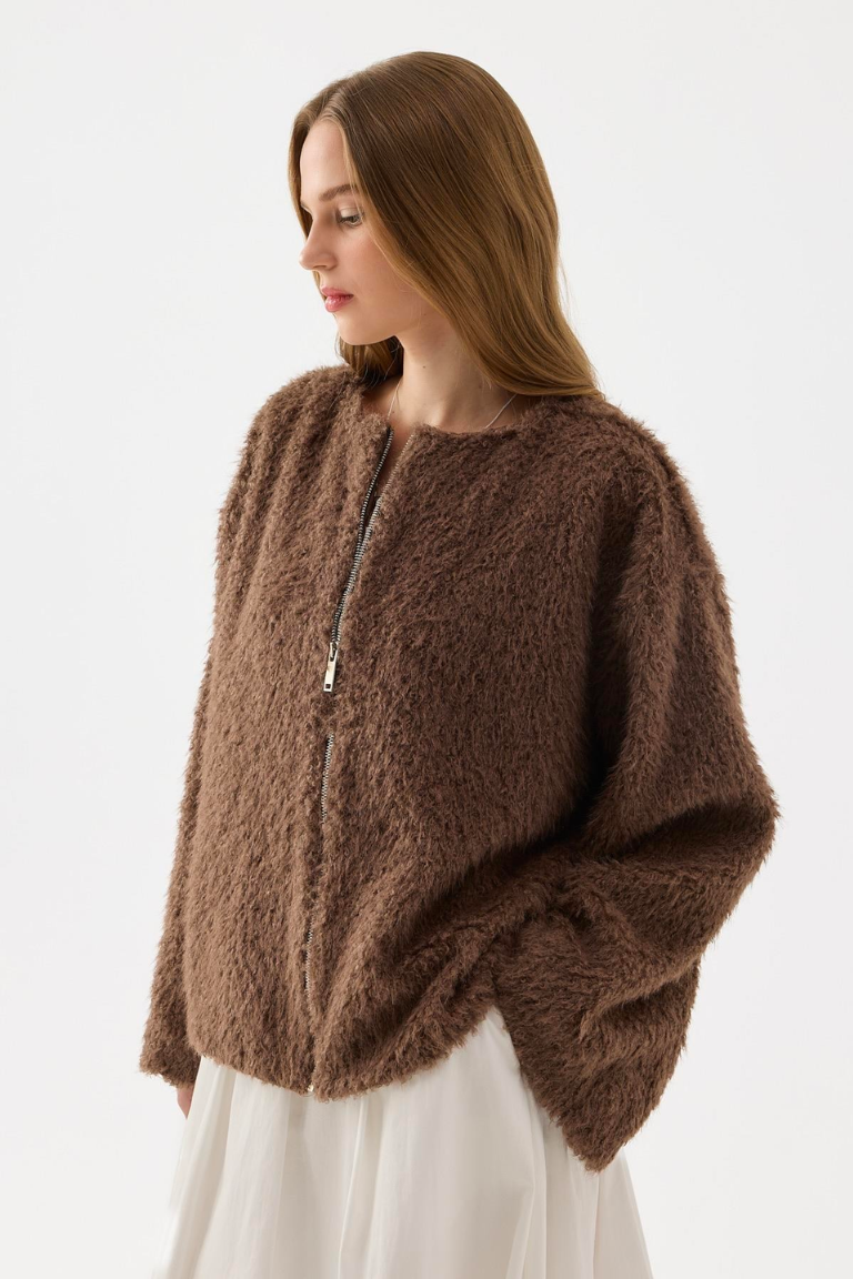 Gigi Faux Fur Jacket - Brown