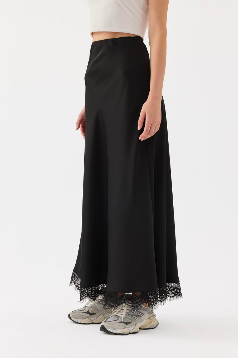 Amara Satin Skirt Black