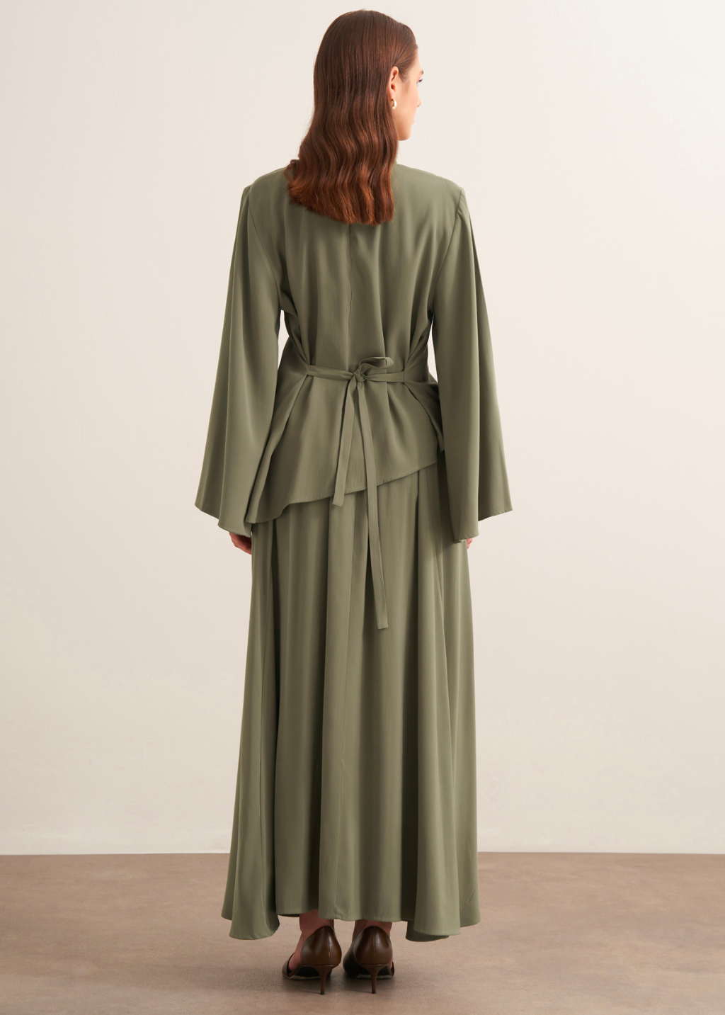 Dima Tie Detail Khaki Skirt Co-Ord