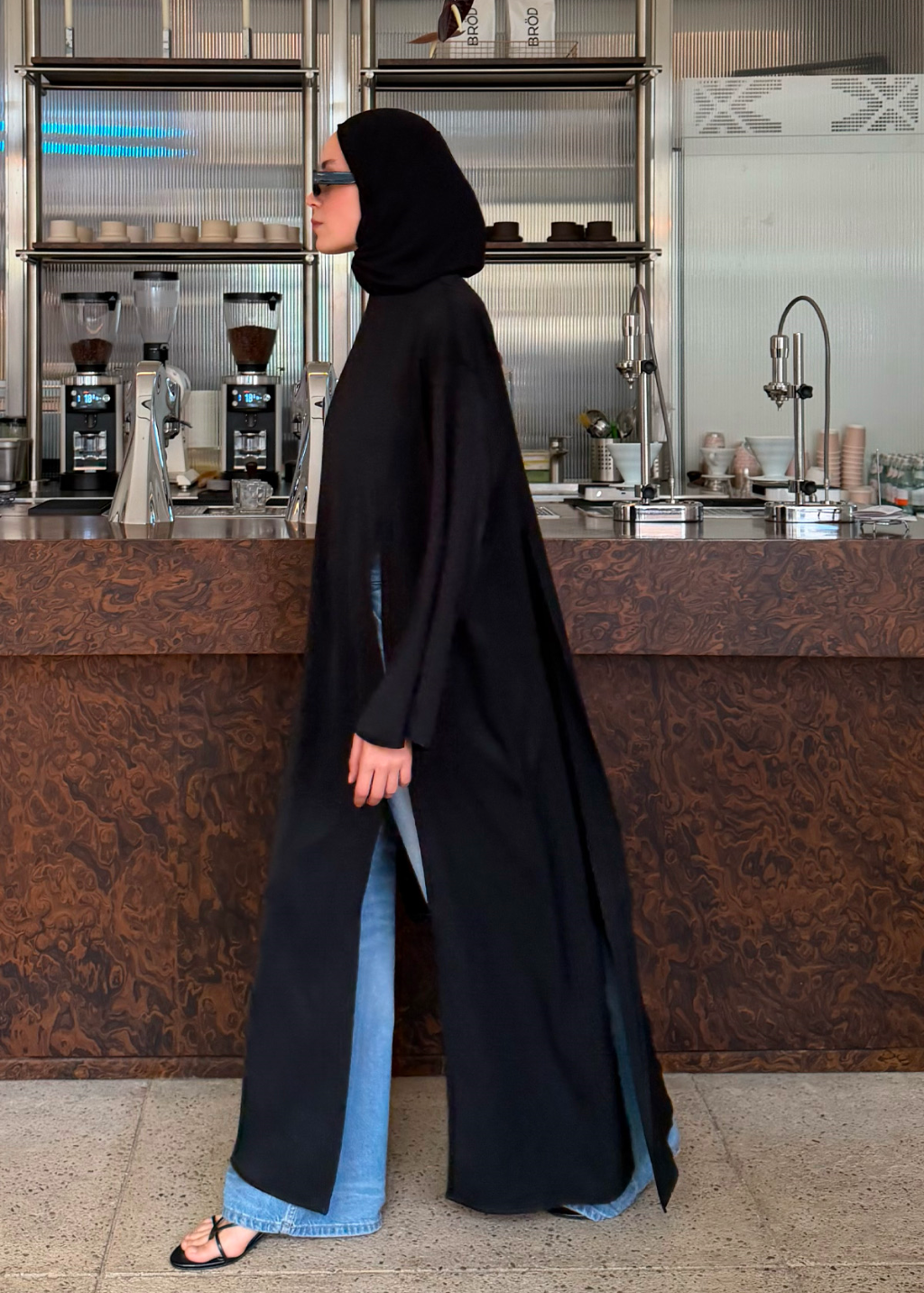 Sorayah Blouse with Slit Detail Black