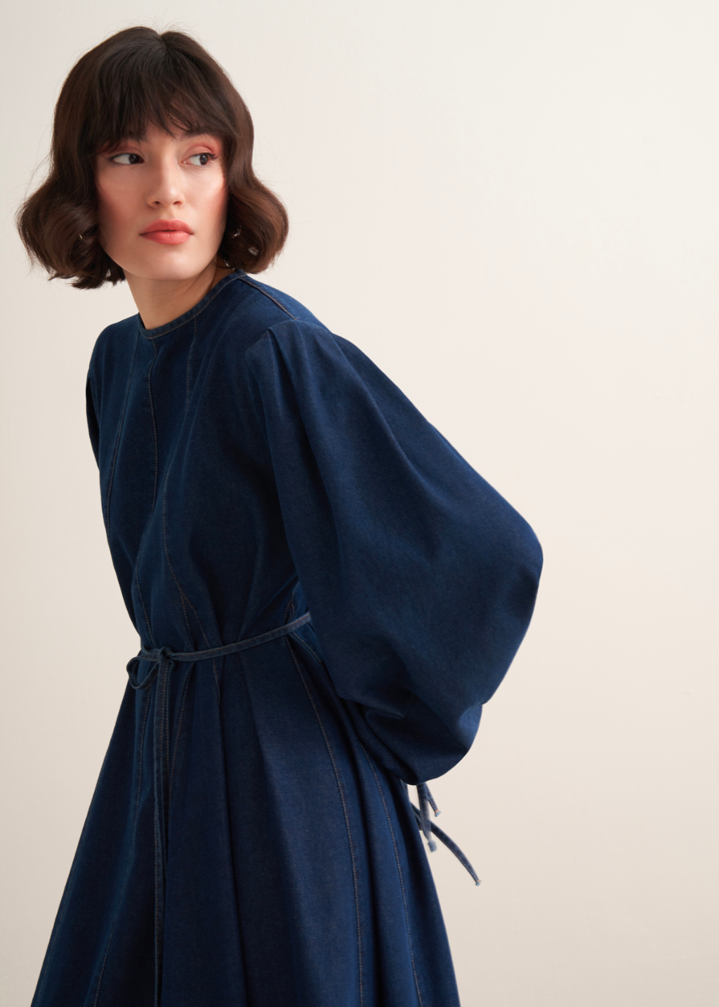 Rana Panel Seam Denim Dress – Navy