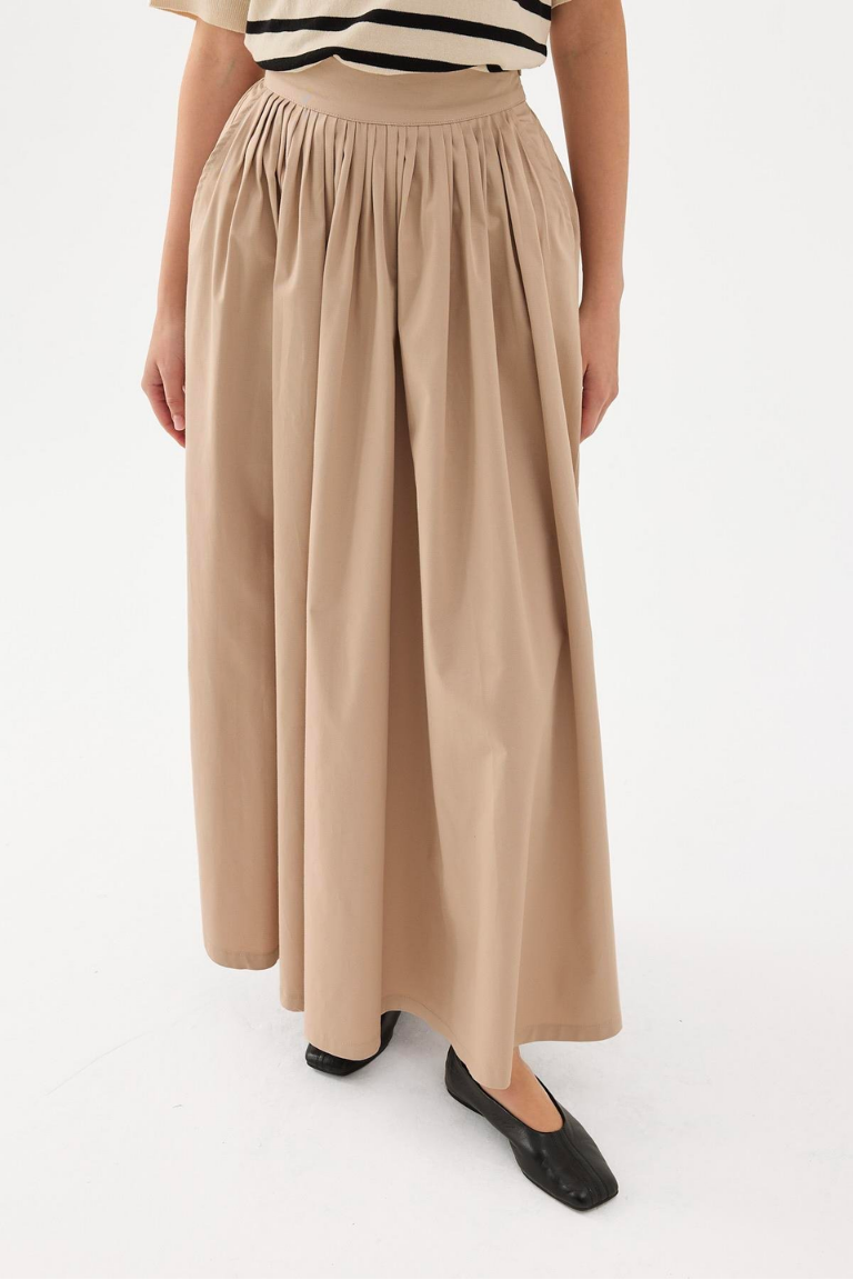Beige Fever Pleated Skirt