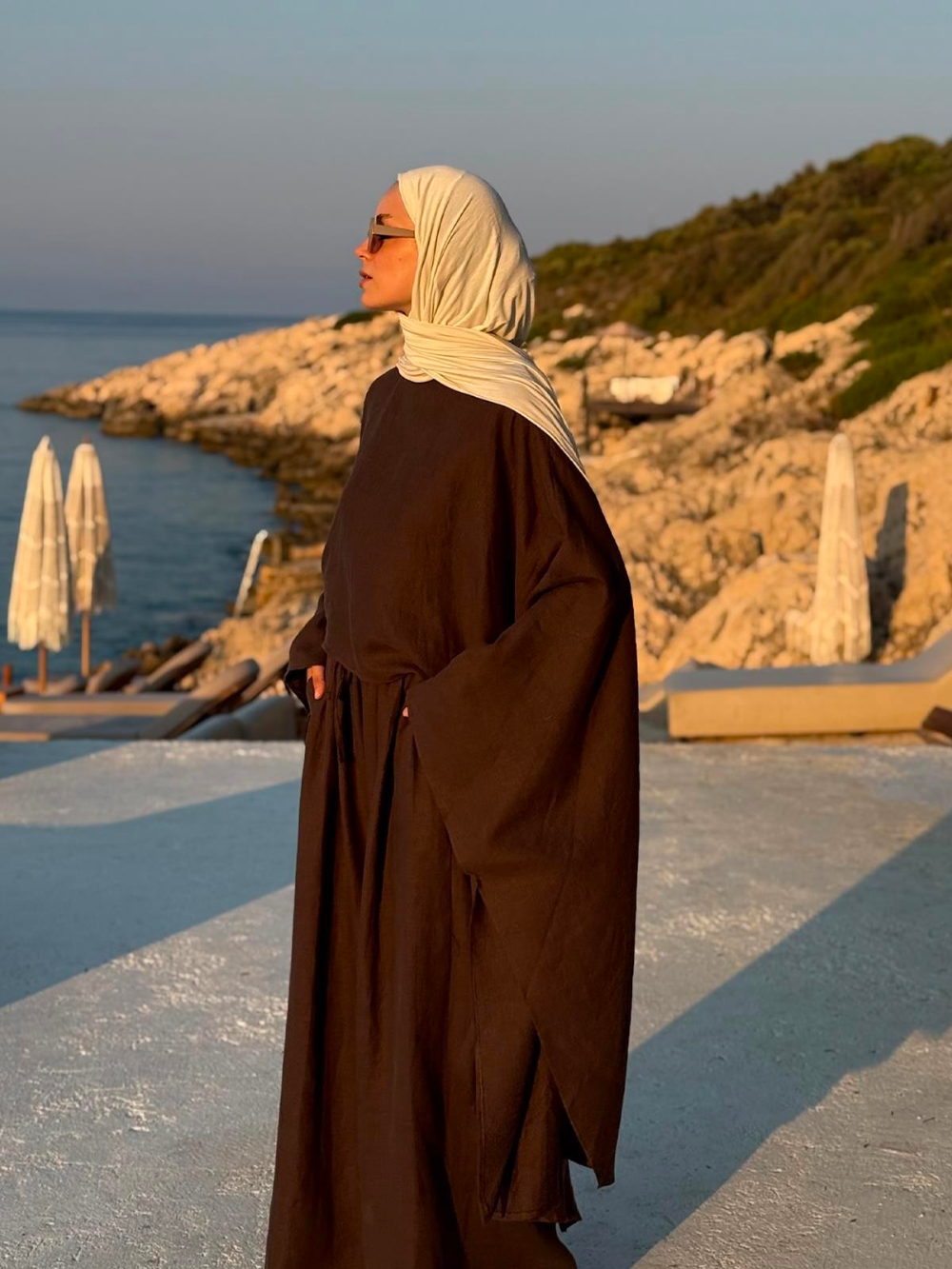 Asymmetrical Cape Top Brown