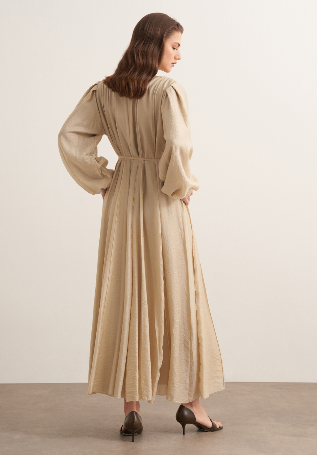Maria Pintuck Detail Maxi Dress - Butter