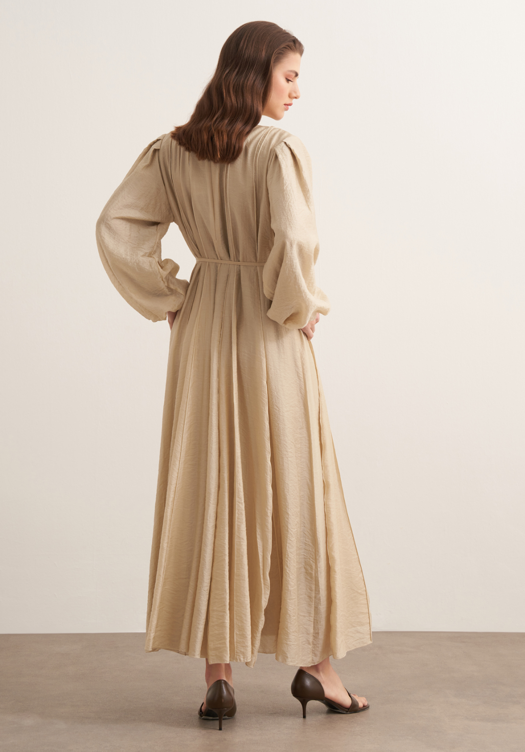 Maria Pintuck Detail Maxi Dress - Butter