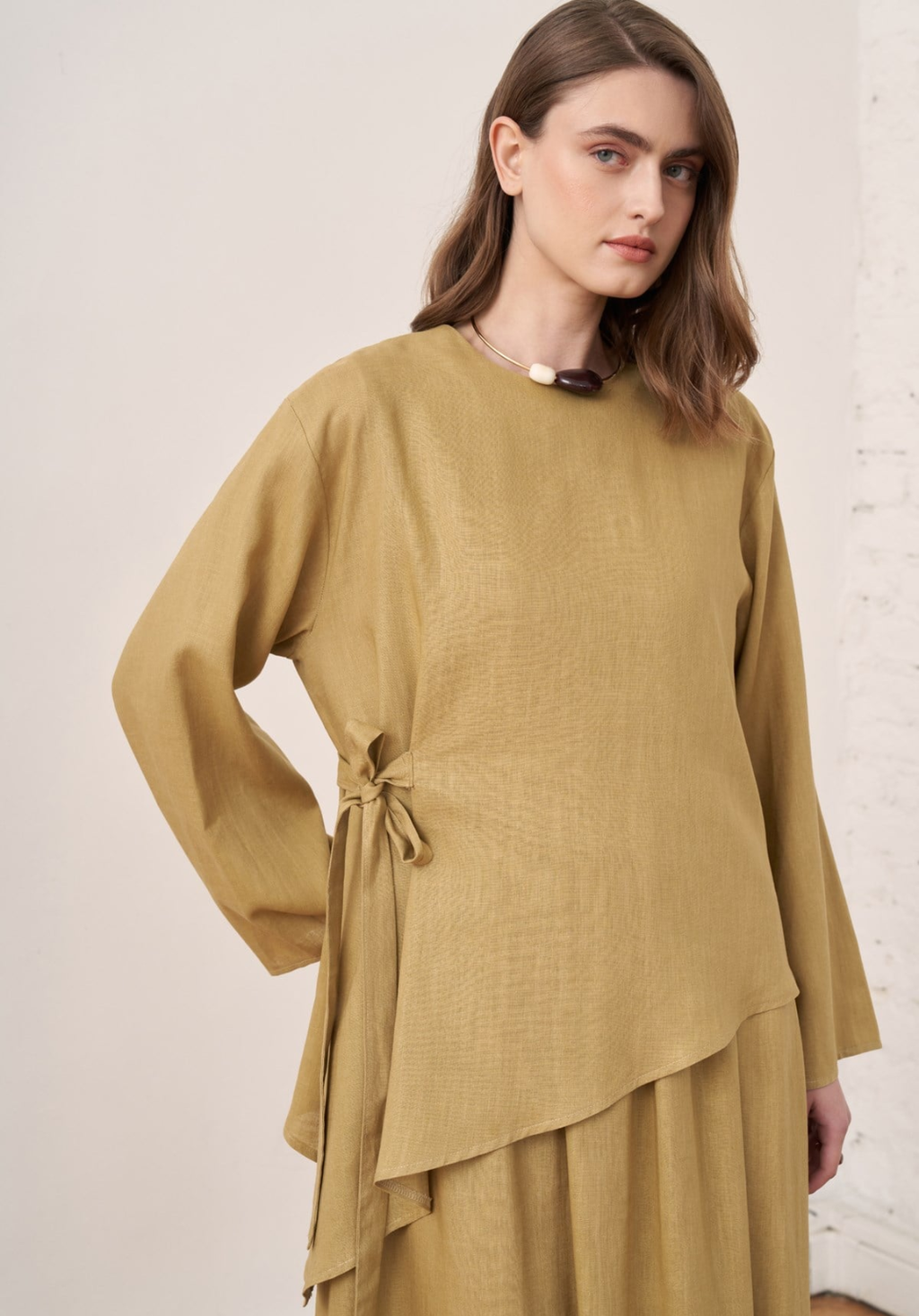 Freya Linen Two-Piece Dress Co-Ord - Olive