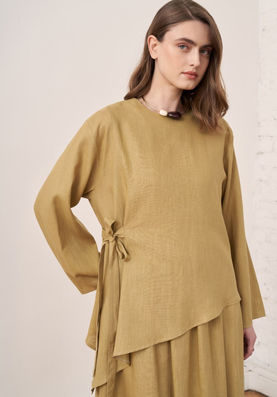 Freya Linen Two-Piece Dress Co-Ord - Olive