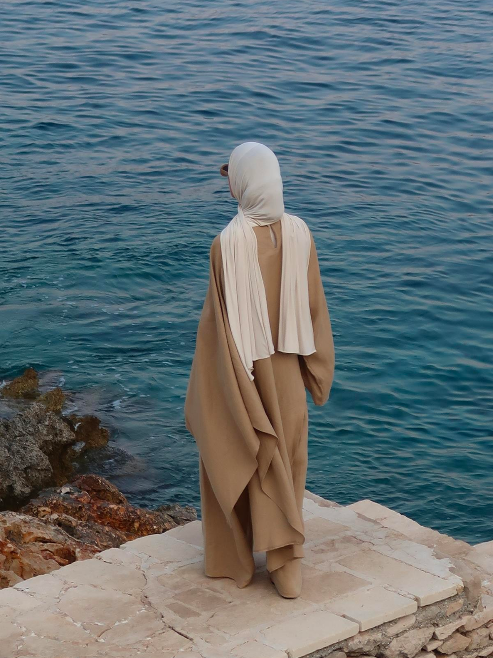 Asymmetrical Cape Top Warm Beige
