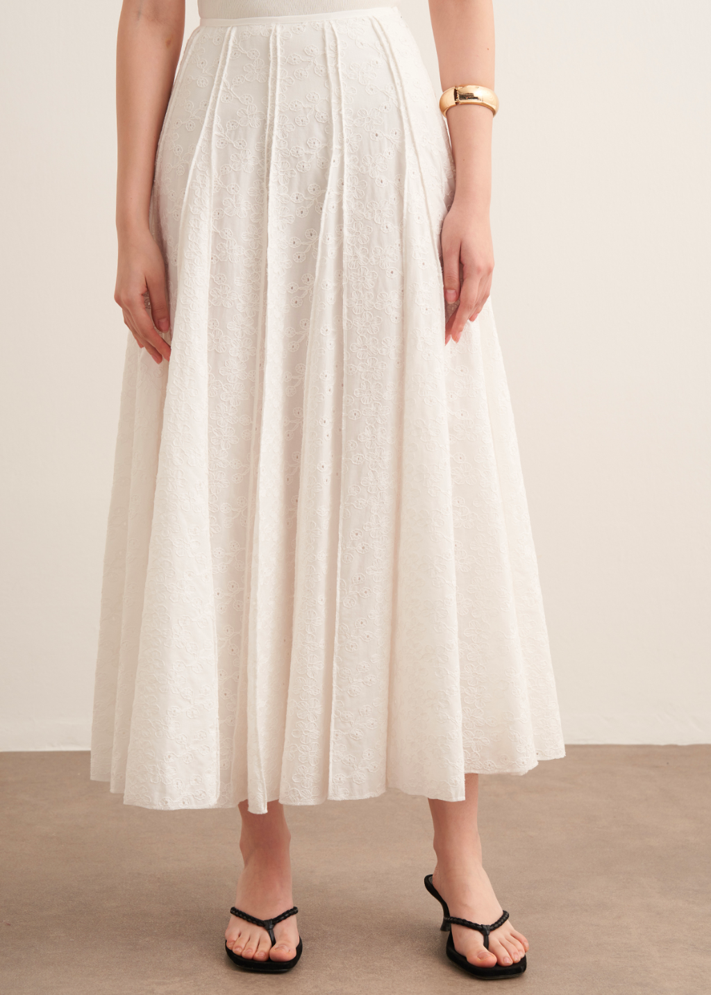 Embroidered Voile Maxi Skirt