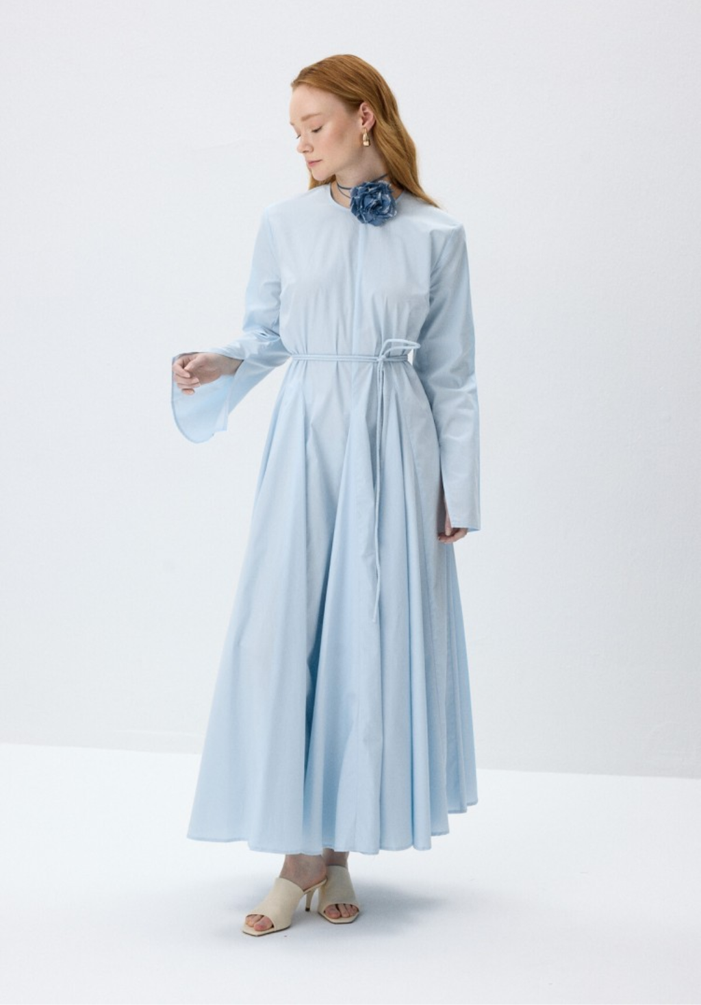 Soft Blue Fit-and-Flare Dress