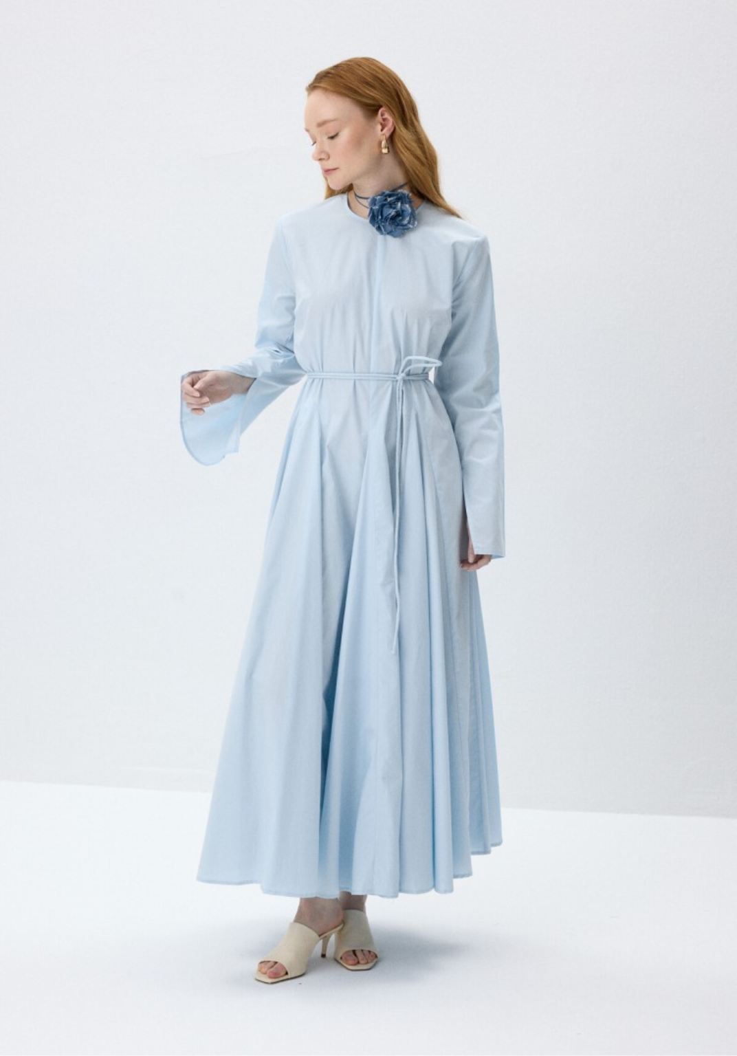 Soft Blue Fit-and-Flare Dress